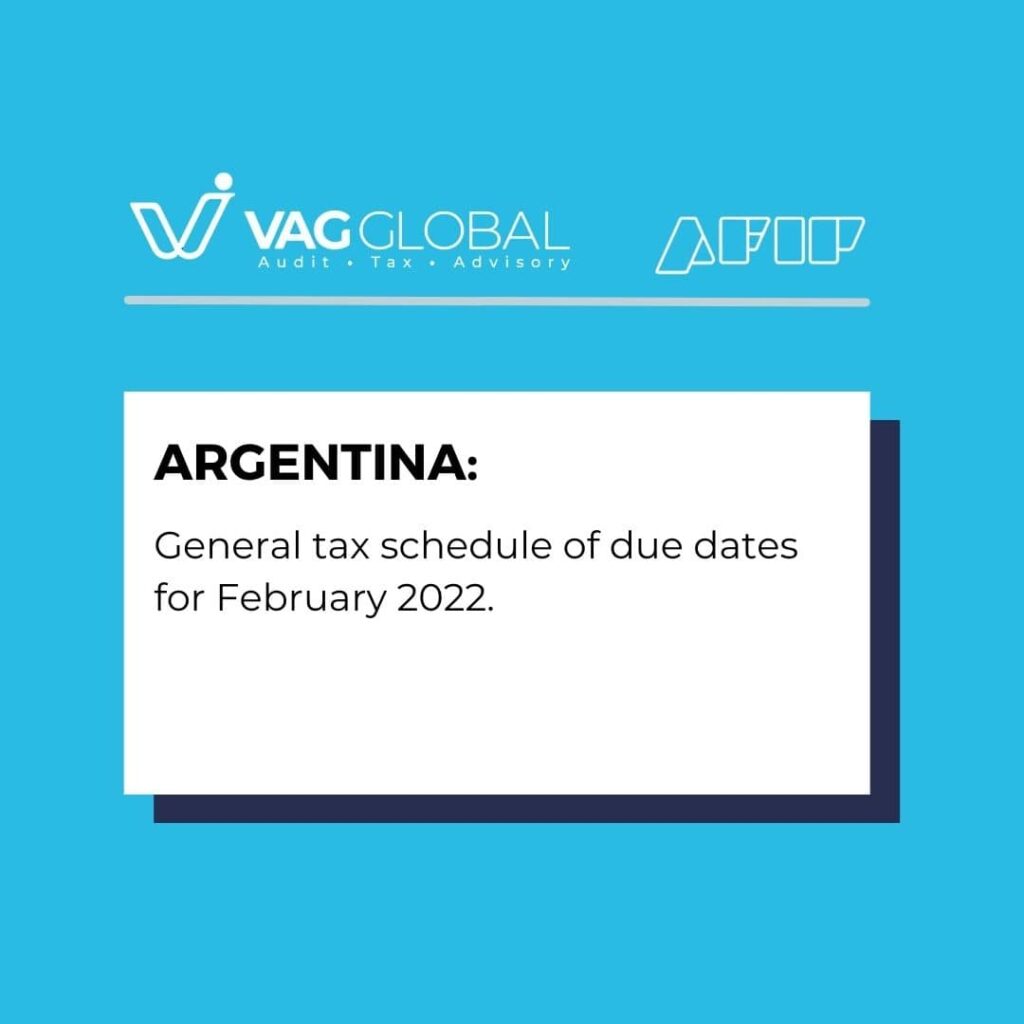 General tax schedule of due dates for February 2022